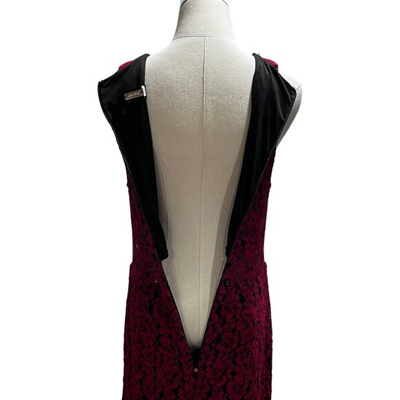 Alexia Admor Womens Floral Lace Sheath Peplum Hem Sleeveless Red Dress sz XL - Picture 10 of 14